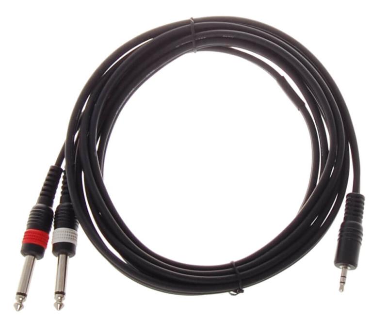 2 X Jack(mono) til Minijack(stereo) Kabel 3 Meter - Udsalg!