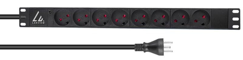 19" Rack Strømskinne med 8 DK Udtag – Effektiv Strømfordeling