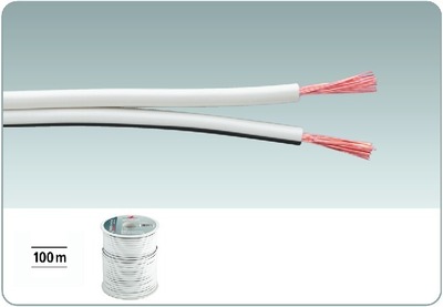 "højttalerkabel 100m Hvid Spc 75 Ws  0,75mm2 Kobber fra Monacor