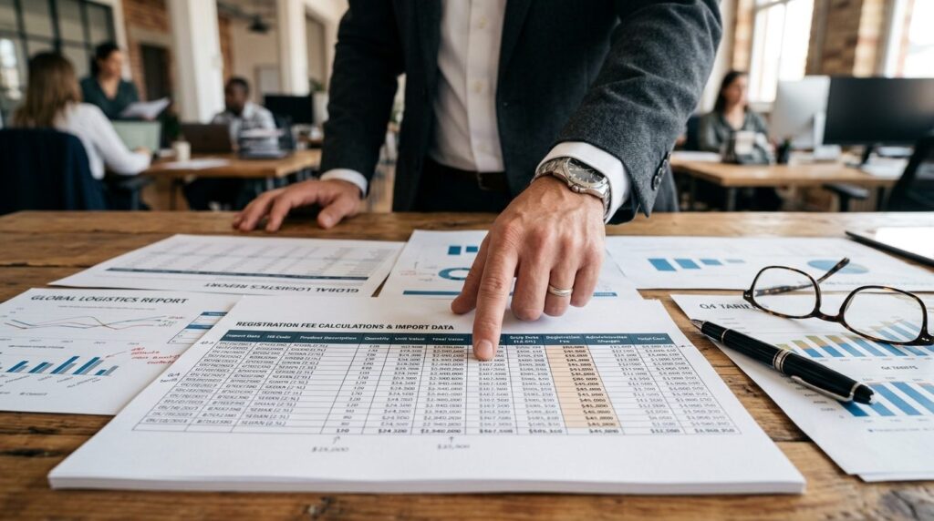 Close-up of professional male hand pointing at financial spr