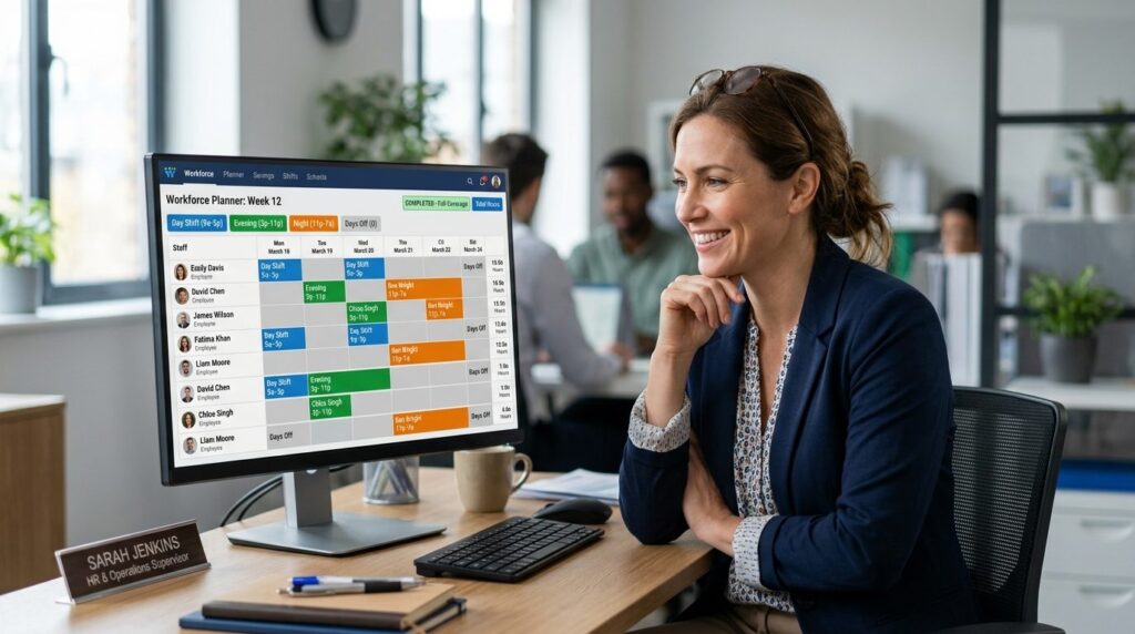 Close-up photograph of a female HR manager or shift supervis