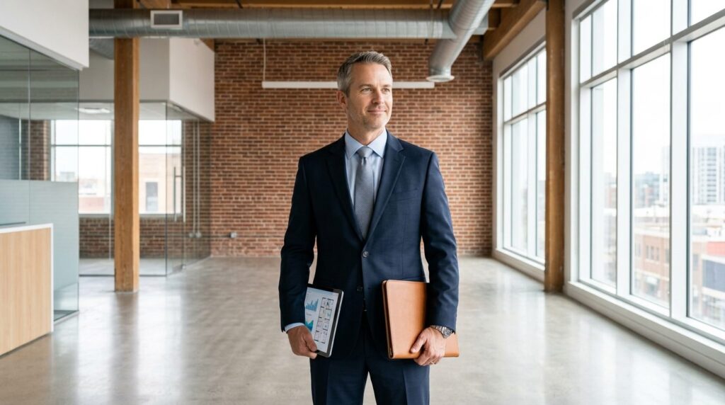 Male HR director or business leader standing confidently in