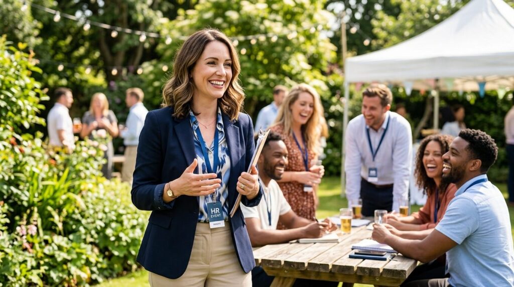 Close-up of a female HR manager or team leader smiling confi