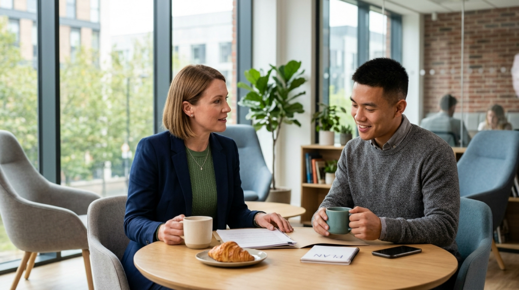 Close-up of a professional HR manager or team leader having