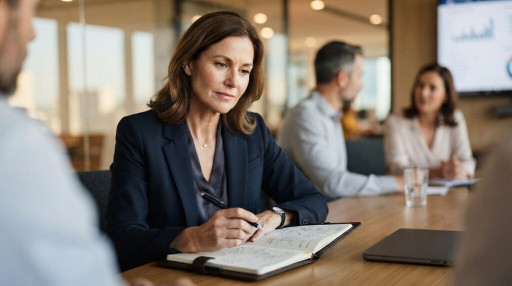 Close-up of a thoughtful business leader in professional bla