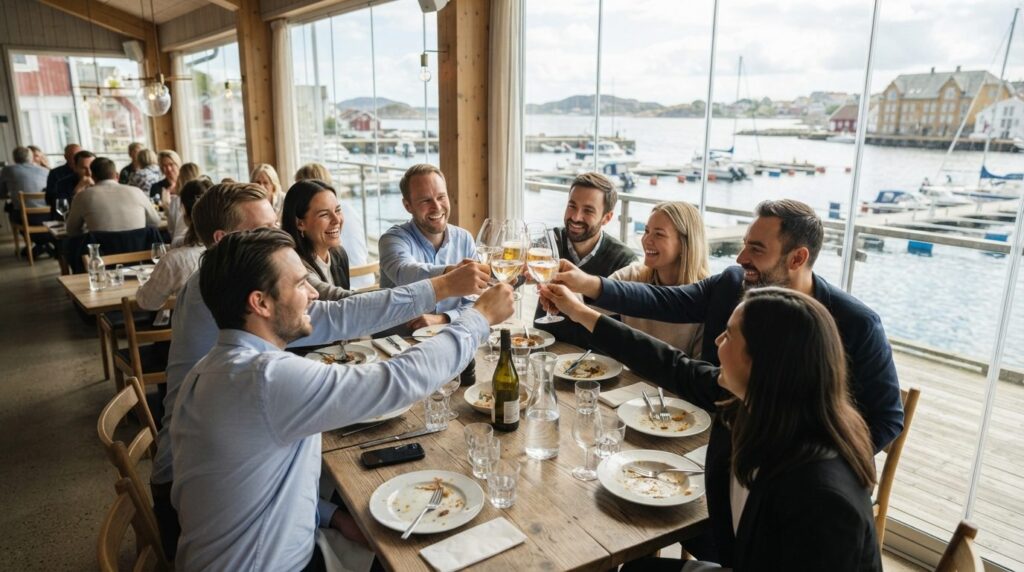 Overhead shot of a team of employees toasting with glasses a